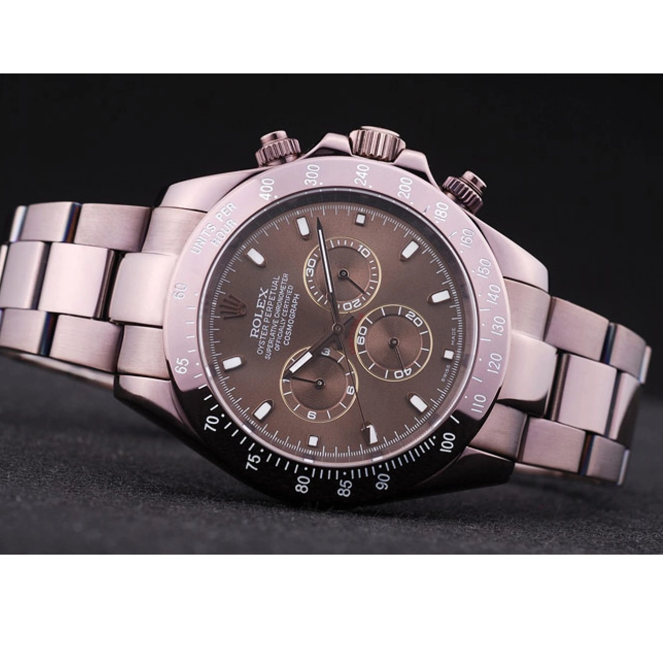 Good copy rolex watches Stainless Bezel Copper Dial Steel Rolex Daytona Brown 7477 0516
